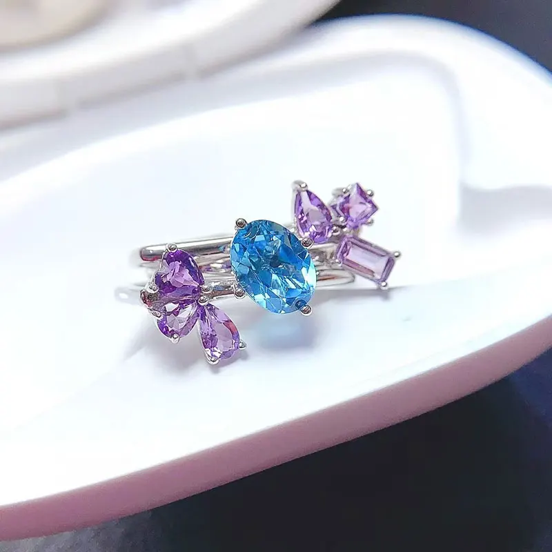 3 in 1 Silver Combination Ring Set 6mm*8mm Natural Amethyst Ring with Genuine Amethyst Side Gemstone Gift for Women
3 in 1 Silver Combination Ring Set 6mm*8mm Natural Amethyst Ring with Genuine Amethyst Side Gemstone Gift for Women
