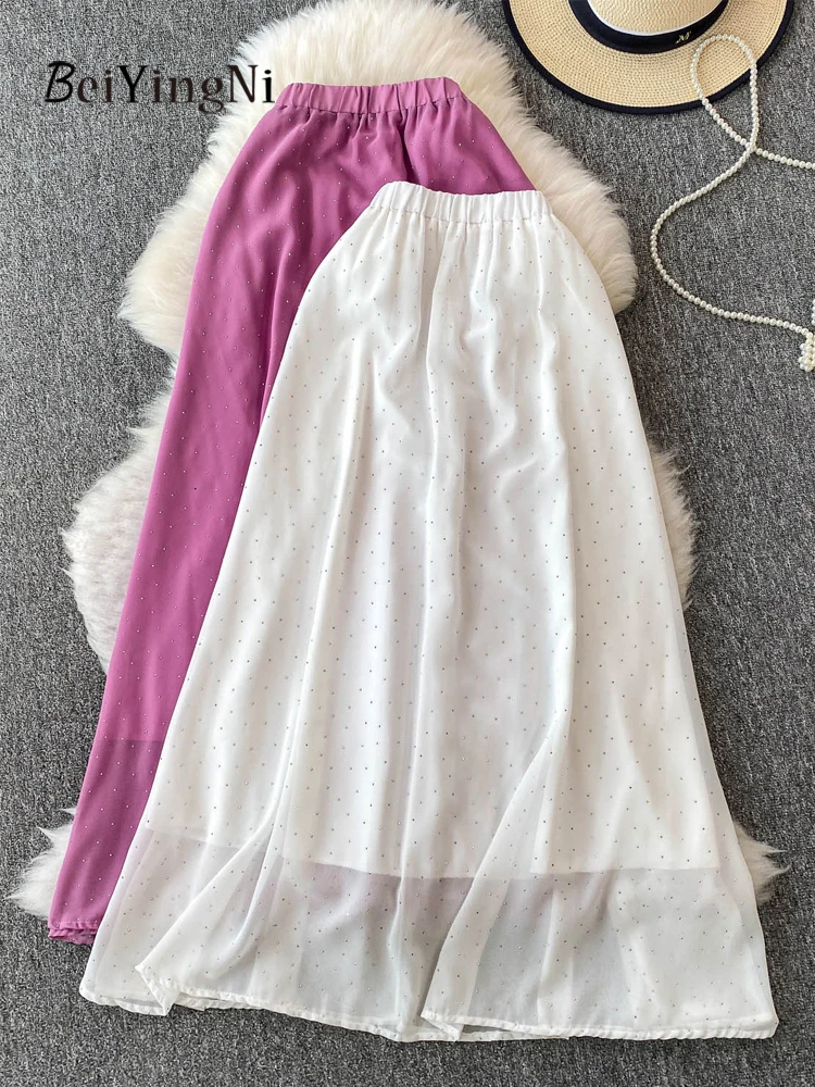Beiyingni White A-line Skirt Women 2025 New Fashion High-end Hot Diamonds Female Midi Skirts Casual Korean Chic Chiffon Faldas
Beiyingni White A-line Skirt Women 2025 New Fashion High-end Hot Diamonds Female Midi Skirts Casual Korean Chic Chiffon Faldas