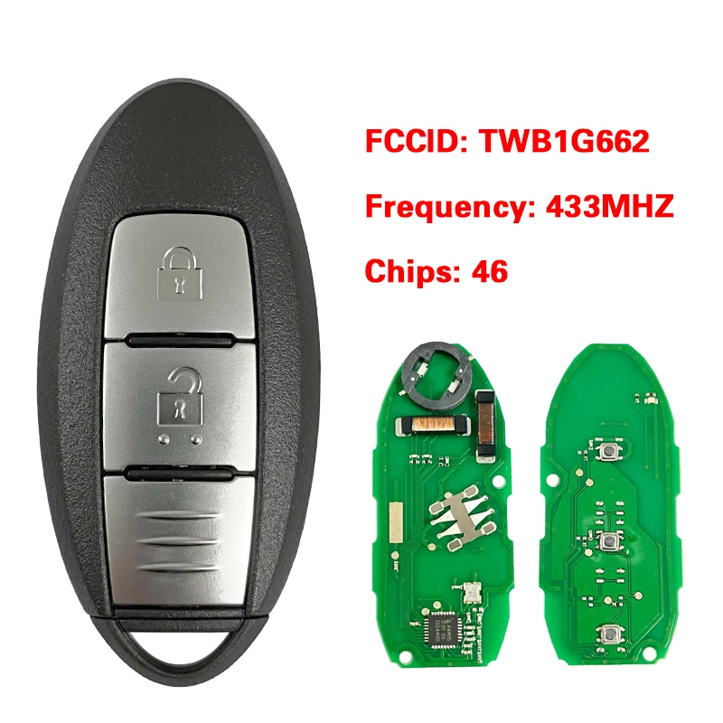 CN027035 FCC TWB1G662 для Juke Note Micra Cube Smart key 2 Button 433,9 mhz PCF7952 Chip
CN027035 FCC TWB1G662 для Juke Note Micra Cube Smart key 2 Button 433,9 mhz PCF7952 Chip