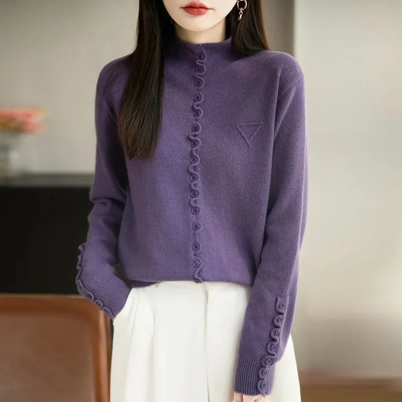 Women's Autumn and Winter 2025 New Style Spliced loose Pullover Slim Half Turtleneck Knitted Long-sleeved Sweater
Women's Autumn and Winter 2025 New Style Spliced loose Pullover Slim Half Turtleneck Knitted Long-sleeved Sweater