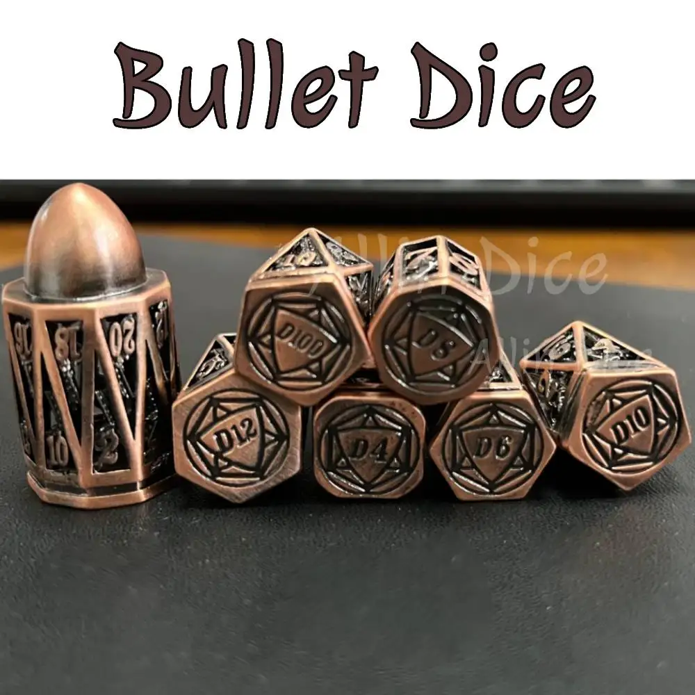 Металлические кубики Bullet Dice, набор из 7 штук, большие многогранные кубики D20 для настольных ролевых игр Dungeons and Dragons (D&D)
Металлические кубики Bullet Dice, набор из 7 штук, большие многогранные кубики D20 для настольных ролевых игр Dungeons and Dragons (D&D)