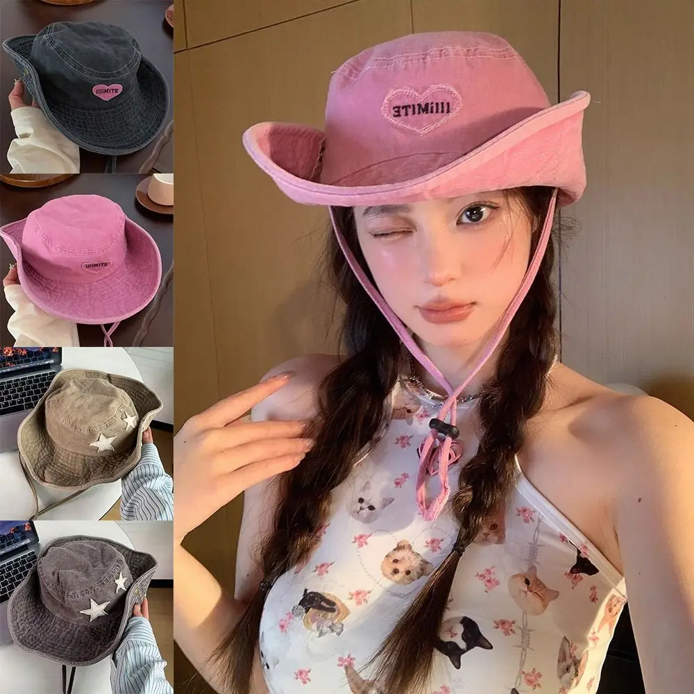 Punk Sweet Pink Love Washed Cowboy Hats Sun Protection Retro Pink Cowboy Hat Bucket Caps Mountaineering Accessories
Punk Sweet Pink Love Washed Cowboy Hats Sun Protection Retro Pink Cowboy Hat Bucket Caps Mountaineering Accessories