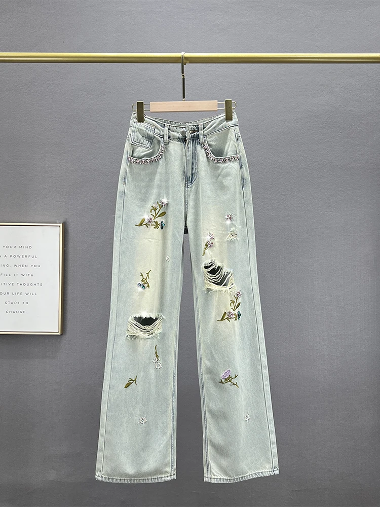 Женские джинсы с высокой талией, рваные, с вышивкой и стразами, весна 2023, свободный крой, утягивающие, широкие штанины, длина в пол
Женские джинсы с высокой талией, рваные, с вышивкой и стразами, весна 2023, свободный крой, утягивающие, широкие штанины, длина в пол