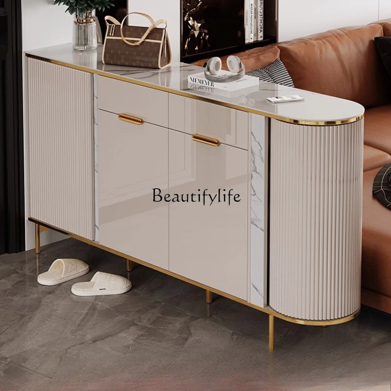 Light luxury rock slab shoe cabinet, integrated partition cabinet at the entrance of the household
Light luxury rock slab shoe cabinet, integrated partition cabinet at the entrance of the household