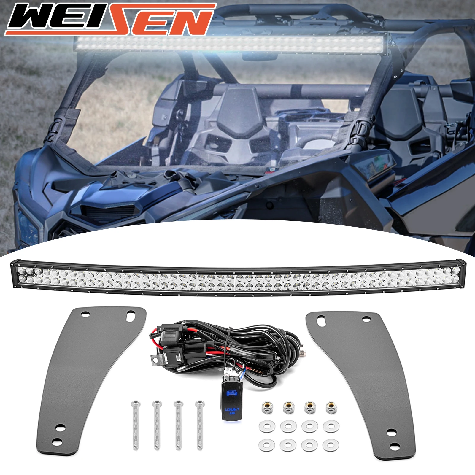 For 2017-2024 Can Am Maverick X3 / X3 Max 50" 288W Curved LED Light Bar Mounting Brackets + Wiring Harness UTV Accessories
For 2017-2024 Can Am Maverick X3 / X3 Max 50" 288W Curved LED Light Bar Mounting Brackets + Wiring Harness UTV Accessories