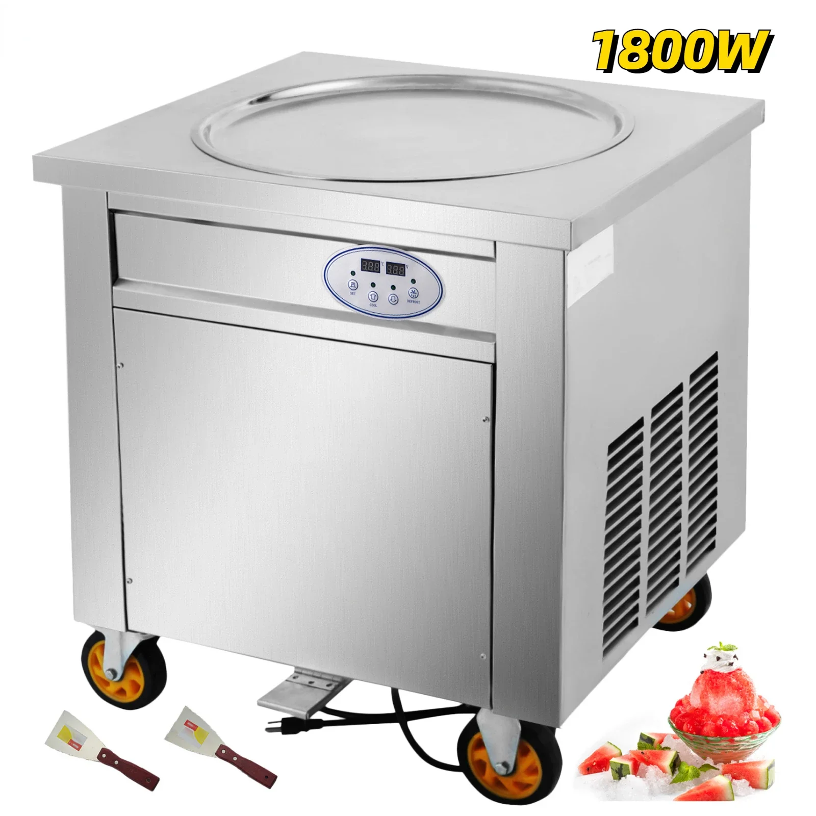 Commercial Fried Ice Cream Machine 50cm Single Pan 1800W Stainless Steel Temperature Control Home Ice Cream Porridge Maker
Commercial Fried Ice Cream Machine 50cm Single Pan 1800W Stainless Steel Temperature Control Home Ice Cream Porridge Maker