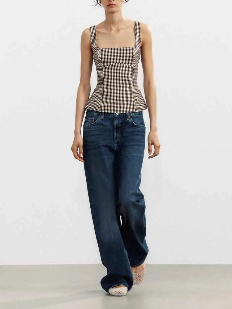 European style new women's fashion versatile temperament sweet sexy slim bow checkered suspender top
European style new women's fashion versatile temperament sweet sexy slim bow checkered suspender top