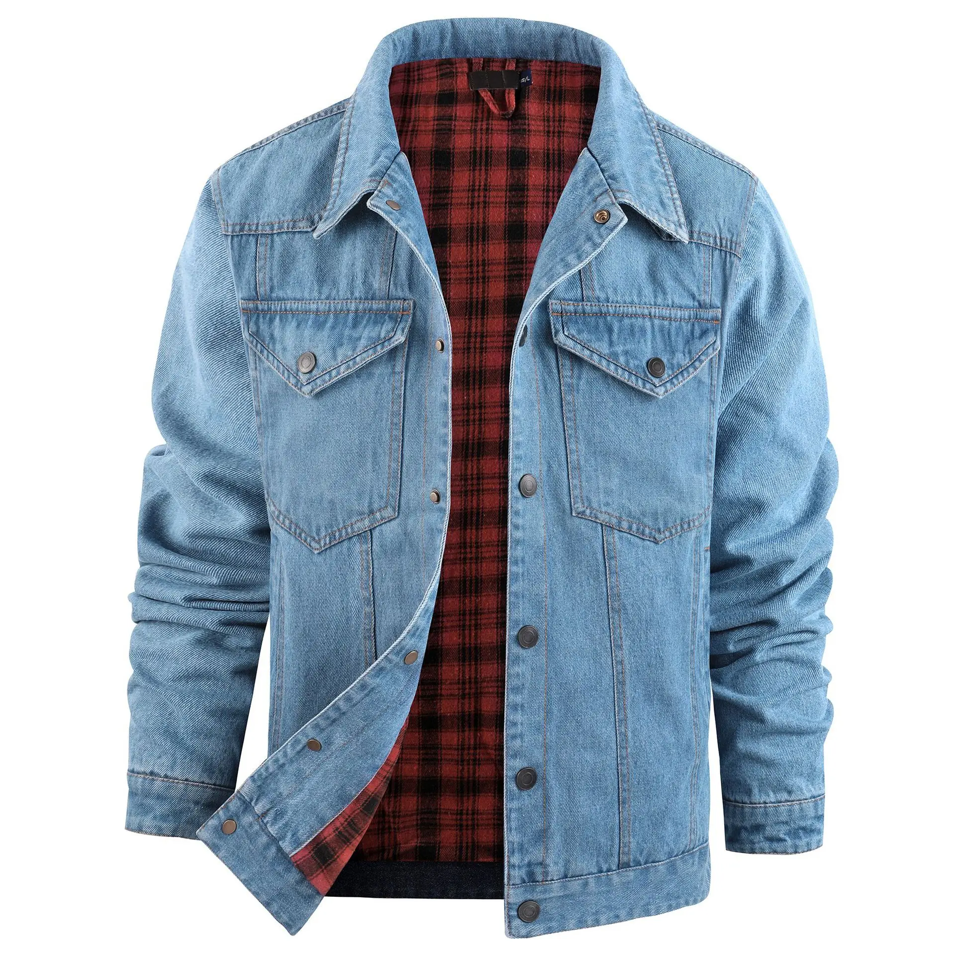 Men's plus size western plaid flannel casual jacket, European and American foreign trade truck driver denim jacket
Men's plus size western plaid flannel casual jacket, European and American foreign trade truck driver denim jacket