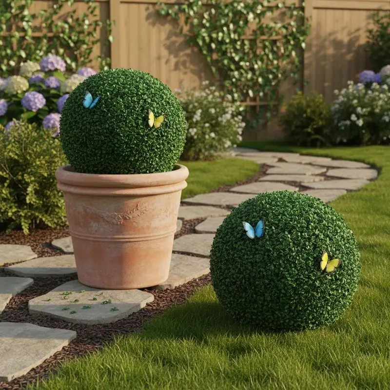 Artificial Topiaries Boxwood Trees, 16” Tall (2 Pieces), Ball-Shape Faux Topiaries Plant, All-year Green Feaux Plant Decorative Balls for Backyard, Balcony,Garden, Wedding and Home Décor
Artificial Topiaries Boxwood Trees, 16” Tall (2 Pieces), Ball-Shape Faux Topiaries Plant, All-year Green Feaux Plant Decorative Balls for Backyard, Balcony,Garden, Wedding and Home Décor