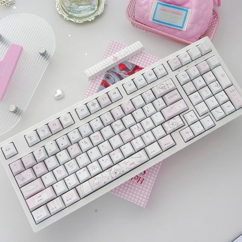 Набор кастомных PBT-кейкапов с сублимационной печатью в цвете «Розовый цветущий вишневый цвет» (Cherry Profile) для механических клавиатур
Набор кастомных PBT-кейкапов с сублимационной печатью в цвете «Розовый цветущий вишневый цвет» (Cherry Profile) для механических клавиатур