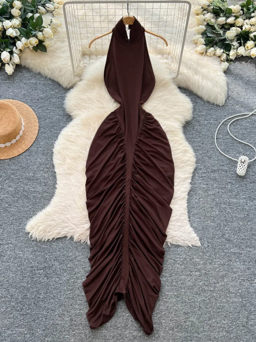 Foamlina Sexy Open Back Ruched Long Dress Women Elegant Solid Color Turtleneck Sleeveless Backless Slim Club Party Sheath Dress
Foamlina Sexy Open Back Ruched Long Dress Women Elegant Solid Color Turtleneck Sleeveless Backless Slim Club Party Sheath Dress