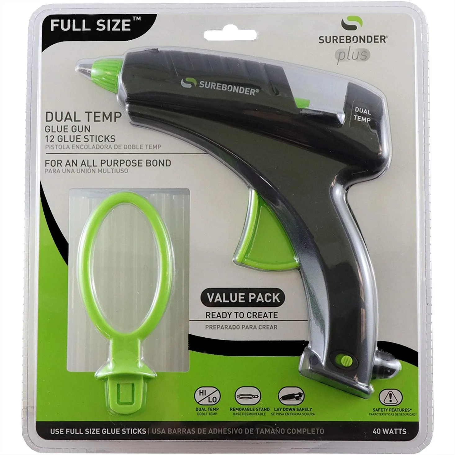 Full Size Dual Temperature Glue Gun With 12-4 Inch Standard All Purpose Glue Sticks 40 Watts 120 Volts For Crafting And Repairs
Full Size Dual Temperature Glue Gun With 12-4 Inch Standard All Purpose Glue Sticks 40 Watts 120 Volts For Crafting And Repairs