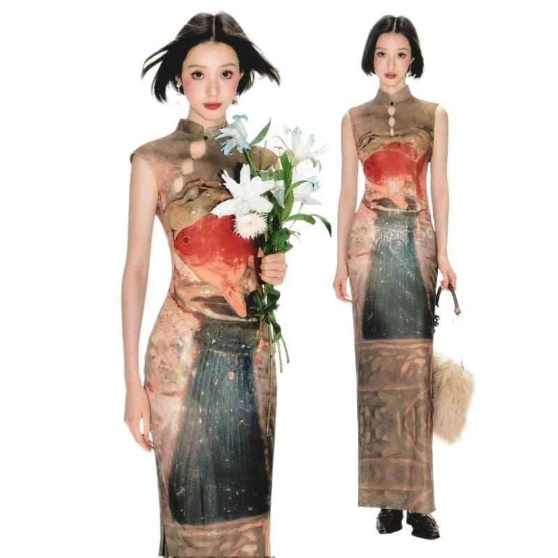 2026 Summer Fashion New Chinese-style Printed Goldfish Cutout Sexy Hot Girl Long Sleeveless Slimming Cheongsam Dress for Women
2026 Summer Fashion New Chinese-style Printed Goldfish Cutout Sexy Hot Girl Long Sleeveless Slimming Cheongsam Dress for Women