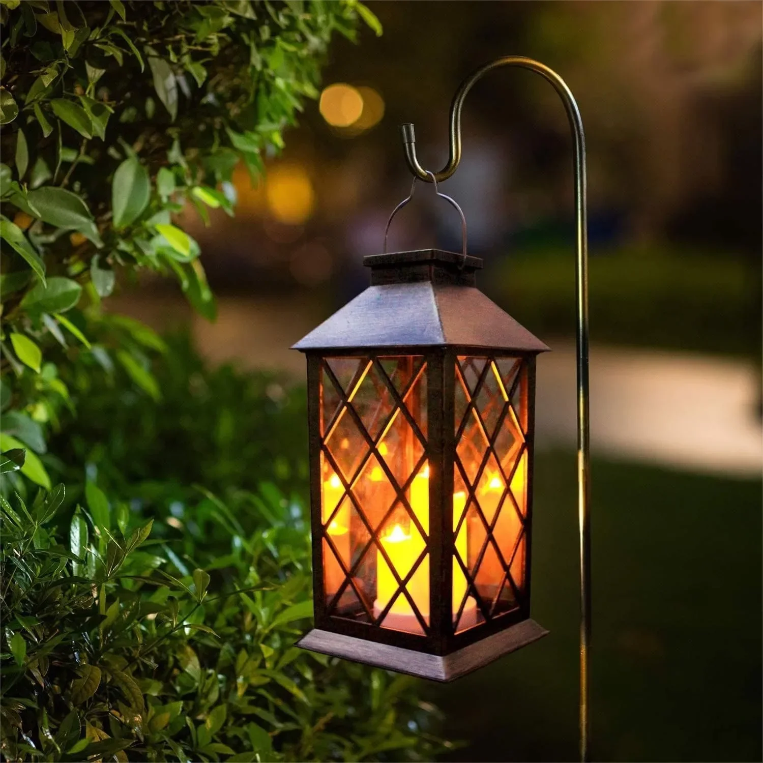 Solar Outdoor Lantern, Hanging Waterproof Lanterns with 3 LED Flickering Flameless Candle for Garden Decor, Halloween Gift
Solar Outdoor Lantern, Hanging Waterproof Lanterns with 3 LED Flickering Flameless Candle for Garden Decor, Halloween Gift