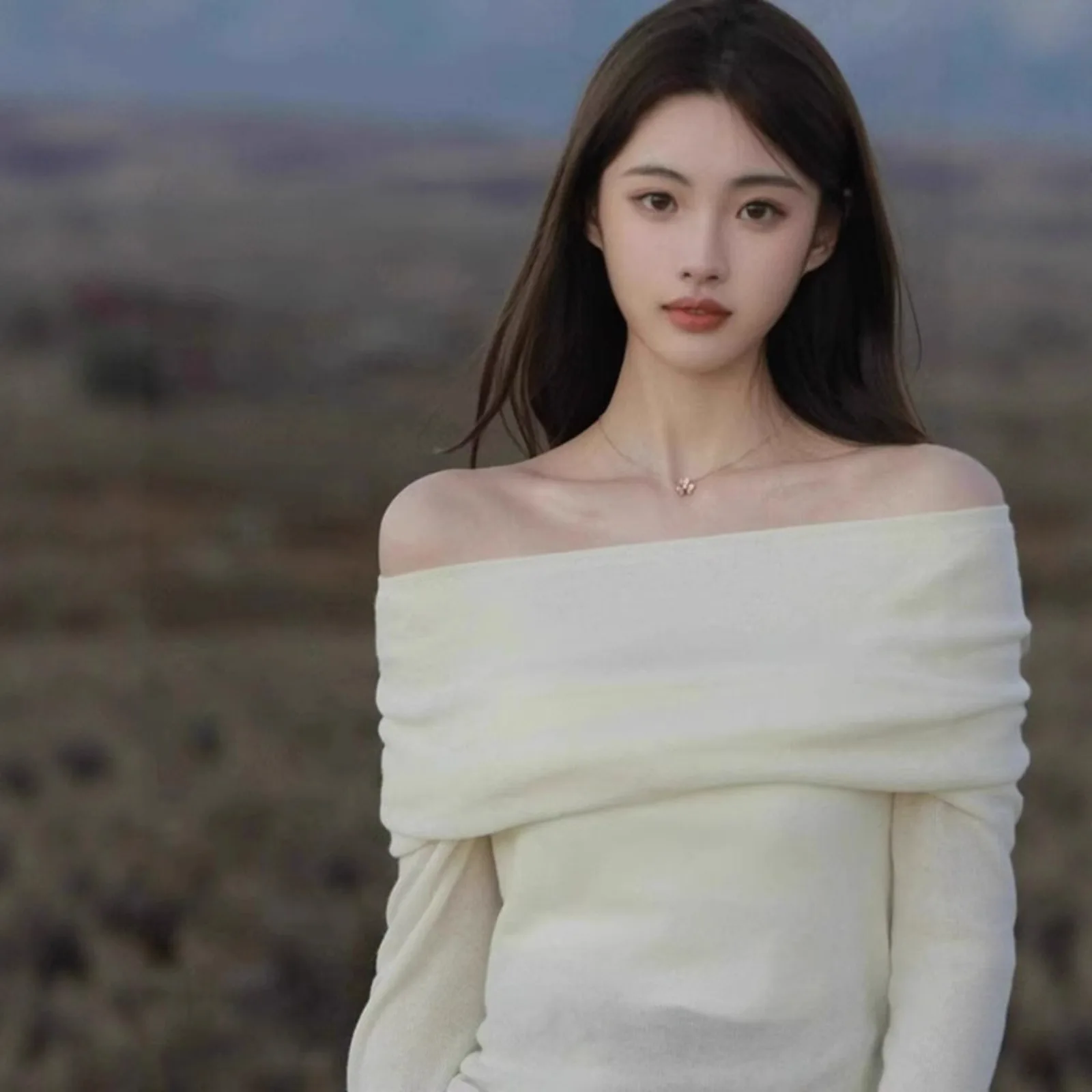 Autumn Winter Women's French Style Off Shoulder Knit Top Soft Design White Slim Fit Long-Sleeve Sweater
Autumn Winter Women's French Style Off Shoulder Knit Top Soft Design White Slim Fit Long-Sleeve Sweater