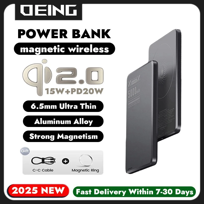 10000mAh Super Thin Magnetic Powerbank Qi2 Wireless Charger For iPhone 16 15 14 13 12 11 External Battery For Magsafe Power Bank
10000mAh Super Thin Magnetic Powerbank Qi2 Wireless Charger For iPhone 16 15 14 13 12 11 External Battery For Magsafe Power Bank