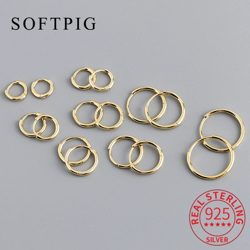 SOFTPIG Real 925 Sterling Silver 18K Gold Round Huggies Hoop Earrings for Women Trendy Fine Jewelry Minimalist Accessories
SOFTPIG Real 925 Sterling Silver 18K Gold Round Huggies Hoop Earrings for Women Trendy Fine Jewelry Minimalist Accessories
