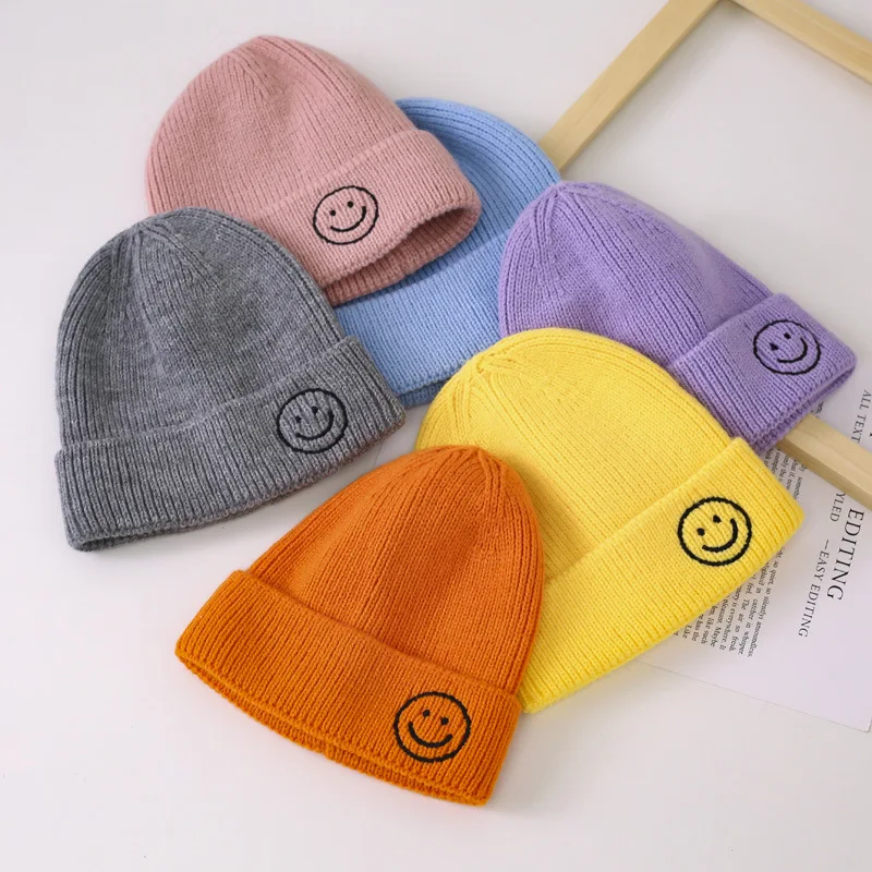 Baby Hat Solid Color Boy Girl Cartoon Smile Embroidery Winter Kids Knitted Hats Children Warm Beanies
Baby Hat Solid Color Boy Girl Cartoon Smile Embroidery Winter Kids Knitted Hats Children Warm Beanies