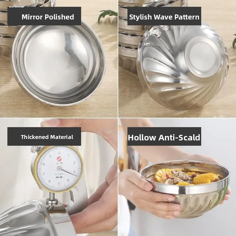 Миска из нержавеющей стали для пищевых продуктов, двухслойная, для домашнего использования, персональная, утолщенная, прочная, большая, для супа, с железным покрытием
Миска из нержавеющей стали для пищевых продуктов, двухслойная, для домашнего использования, персональная, утолщенная, прочная, большая, для супа, с железным покрытием