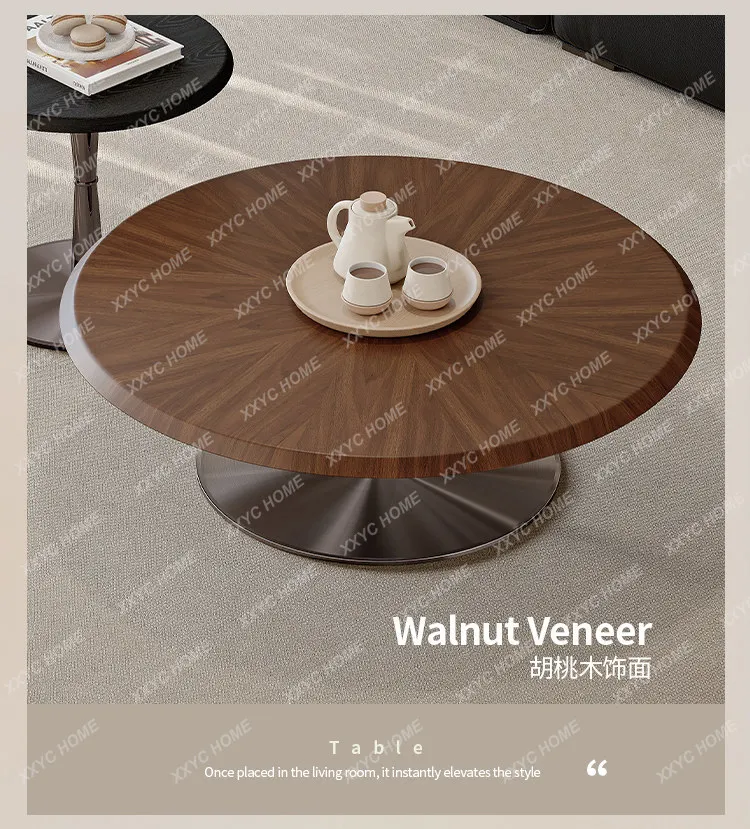 Medieval walnut parquet coffee table new high-end living room size round edge
Medieval walnut parquet coffee table new high-end living room size round edge