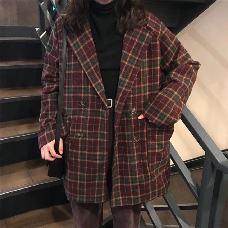 Korean ulzzang loose plaid woolen coat female autumn new ins Harajuku vintage fashion suit collar button casual women's jacket
Korean ulzzang loose plaid woolen coat female autumn new ins Harajuku vintage fashion suit collar button casual women's jacket