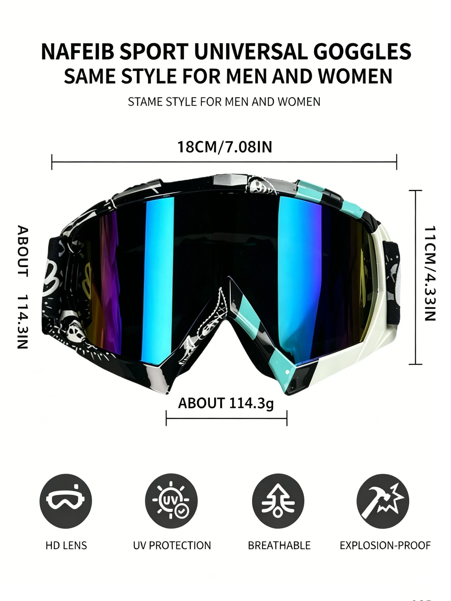 Unisex Cycling Windproof Goggles Uv400 Anti-Uv Ski Glasses Motorcycle Off-Road Windproof and Sandproof Sports Goggles
Unisex Cycling Windproof Goggles Uv400 Anti-Uv Ski Glasses Motorcycle Off-Road Windproof and Sandproof Sports Goggles