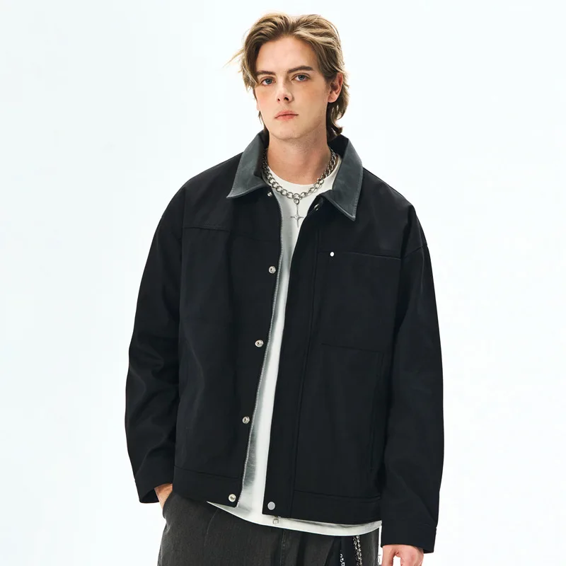 Jianheng Washed Cardigan Collar American Style Jacket Outerwear Men's Color Retro Outdoor Workwear Flight Coat
Jianheng Washed Cardigan Collar American Style Jacket Outerwear Men's Color Retro Outdoor Workwear Flight Coat