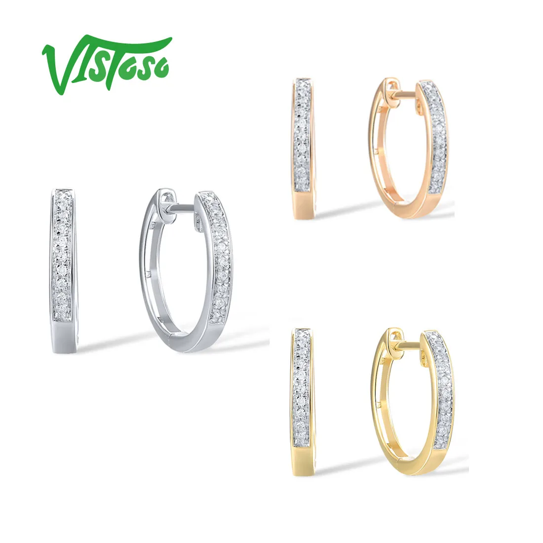VISTOSO 14K 585 White/Yellow/Rose Gold Earrings For Lady Sparkling Diamond Classic Earrings Wedding Engagement Fine Jewelry
VISTOSO 14K 585 White/Yellow/Rose Gold Earrings For Lady Sparkling Diamond Classic Earrings Wedding Engagement Fine Jewelry