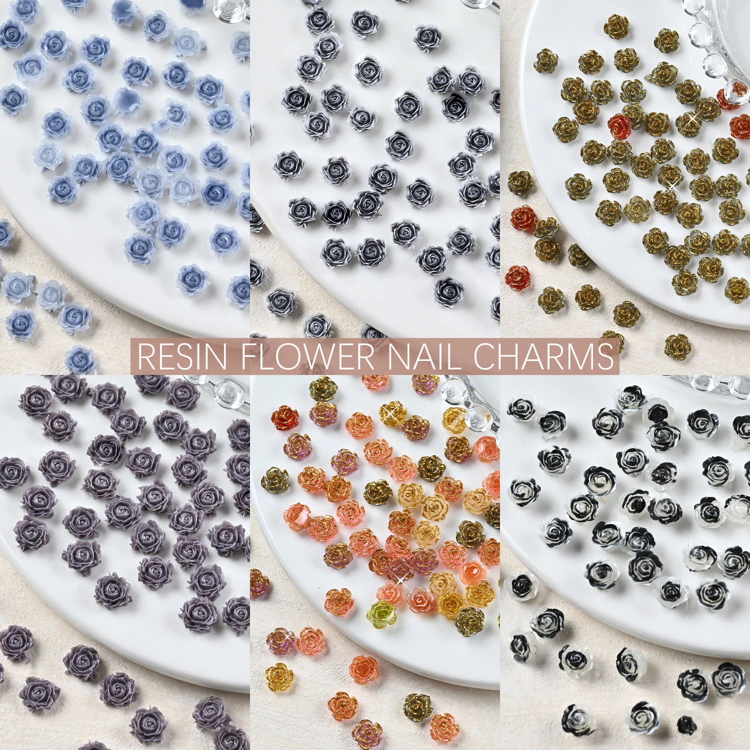 24grids Mini Resin Camellia Rose Nail Charms 3D Vintage Glitter Gold/Lavender Purple/Black White Floral Nail Decor Nail Supplies
24grids Mini Resin Camellia Rose Nail Charms 3D Vintage Glitter Gold/Lavender Purple/Black White Floral Nail Decor Nail Supplies