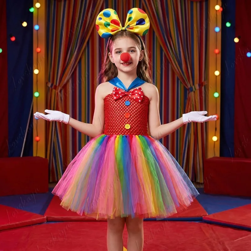 Kids Rainbow Clown Tutu Dress Halloween Cosplay Costume Set
Kids Rainbow Clown Tutu Dress Halloween Cosplay Costume Set
