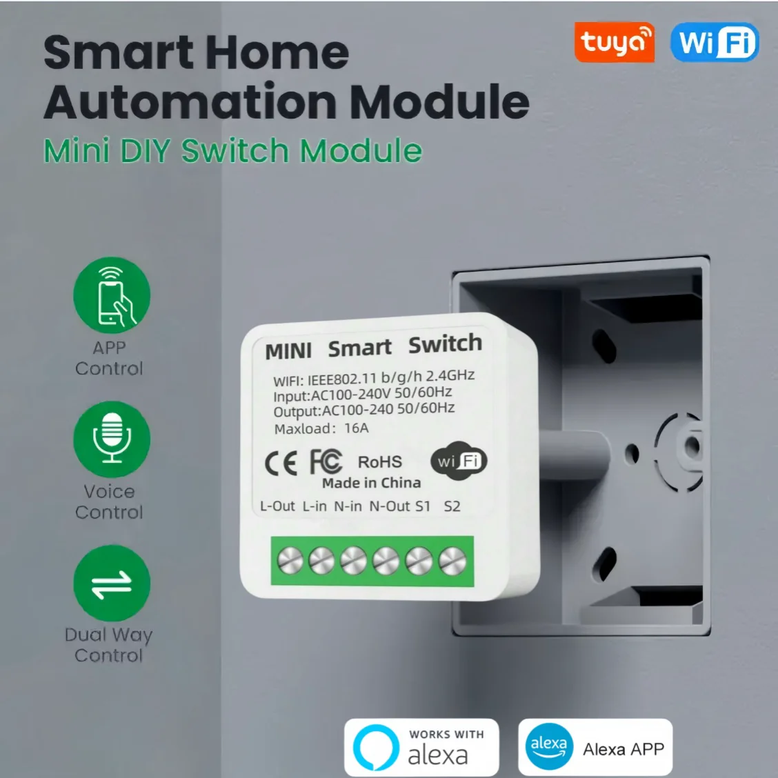 2 Way Control Tuya Mini 16A WiFi DIY Switch Smart Life App Smart Home Automation Module Interruptor Work for Alexa Google Home
2 Way Control Tuya Mini 16A WiFi DIY Switch Smart Life App Smart Home Automation Module Interruptor Work for Alexa Google Home