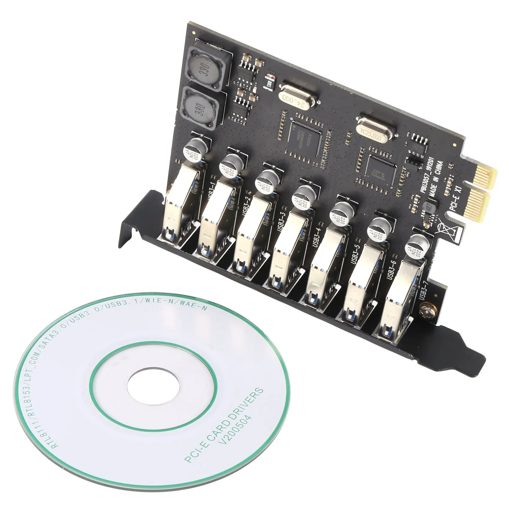 USB 3.0 PCI-E Expansion Card Adapter 7 Ports USB 3.0 Hub Adapter External PCI-E Extender PCI Express Card For Desktop-ABIU