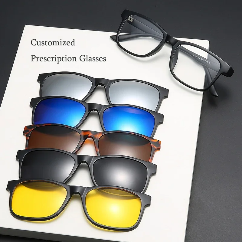 6 In 1 Customize Prescription Glasses Men Women Anti-Blue Light Myopia Hyperopia With 5 PCS Clip On Polarized Sunglasses
6 In 1 Customize Prescription Glasses Men Women Anti-Blue Light Myopia Hyperopia With 5 PCS Clip On Polarized Sunglasses