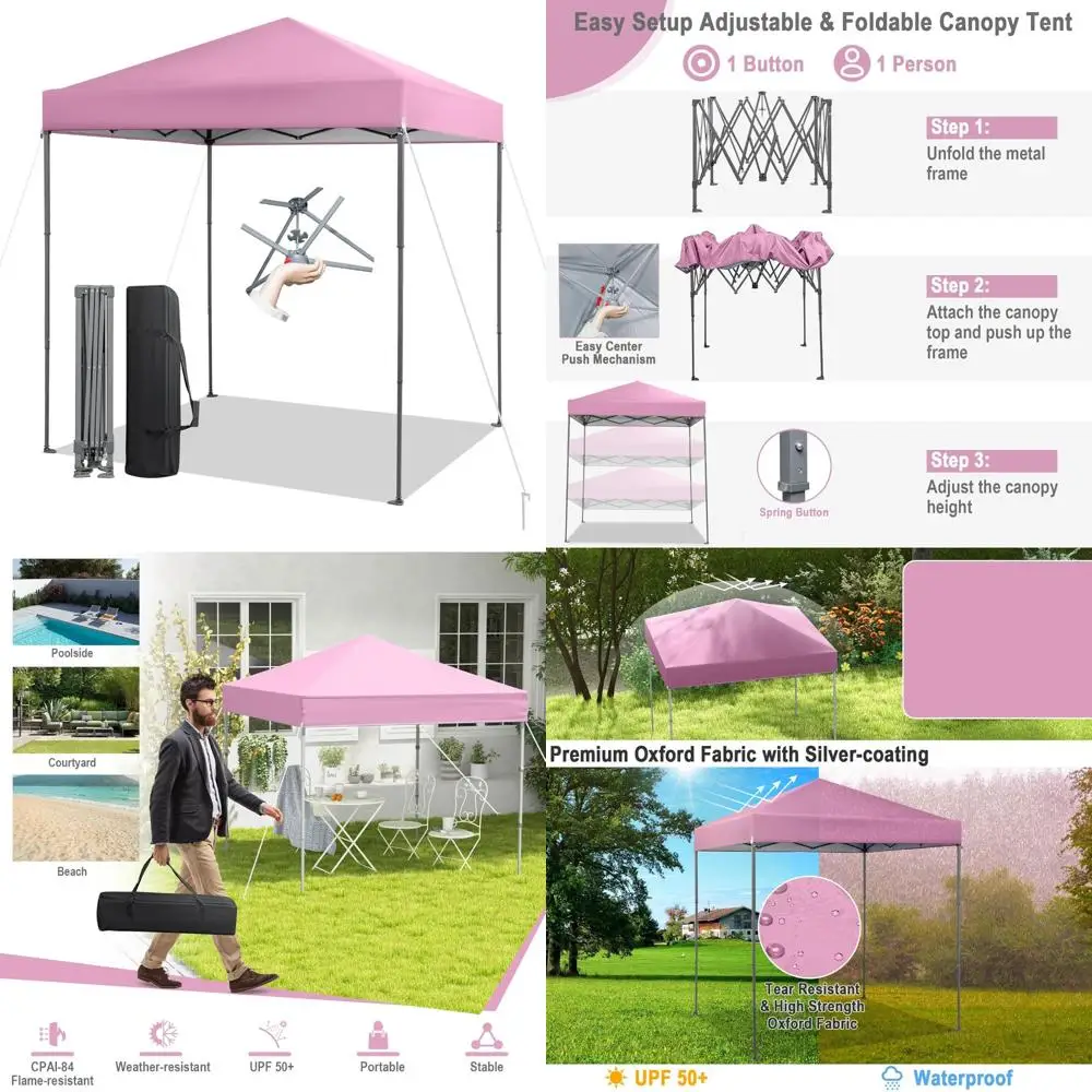 Instant 6.6x6.6 Ft Pop Up Canopy Tent for 1 Person Setup, UPF 50+ Sun Protection, Center Lock, 8 Stakes, 4 Ropes, Ideal for Outd
Instant 6.6x6.6 Ft Pop Up Canopy Tent for 1 Person Setup, UPF 50+ Sun Protection, Center Lock, 8 Stakes, 4 Ropes, Ideal for Outd