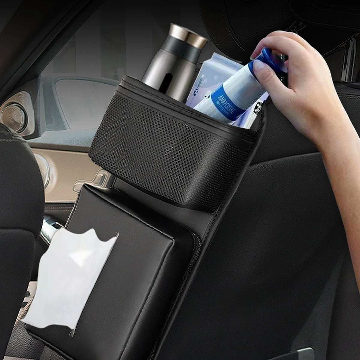 Multifunctional Car Seat Side Storage Bag, Backseat Organizer with Cup & Tissue Holder for Auto Interior
Multifunctional Car Seat Side Storage Bag, Backseat Organizer with Cup & Tissue Holder for Auto Interior