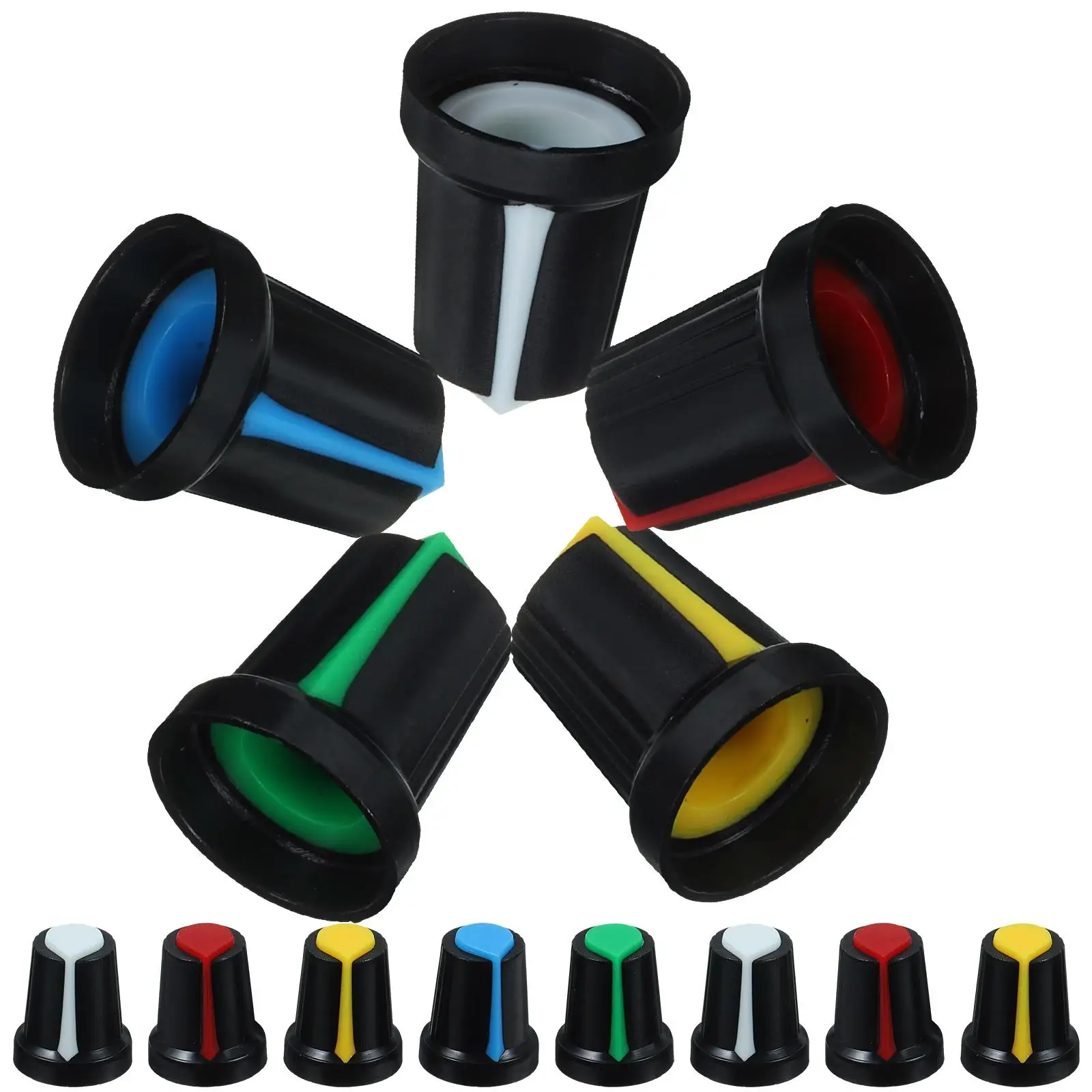50pcs Plastic Potentiometer Knobs 6mm Shaft Diameter Guitar Parts Volume Control Knob Caps Bass Amp Rotary Replacement
50pcs Plastic Potentiometer Knobs 6mm Shaft Diameter Guitar Parts Volume Control Knob Caps Bass Amp Rotary Replacement