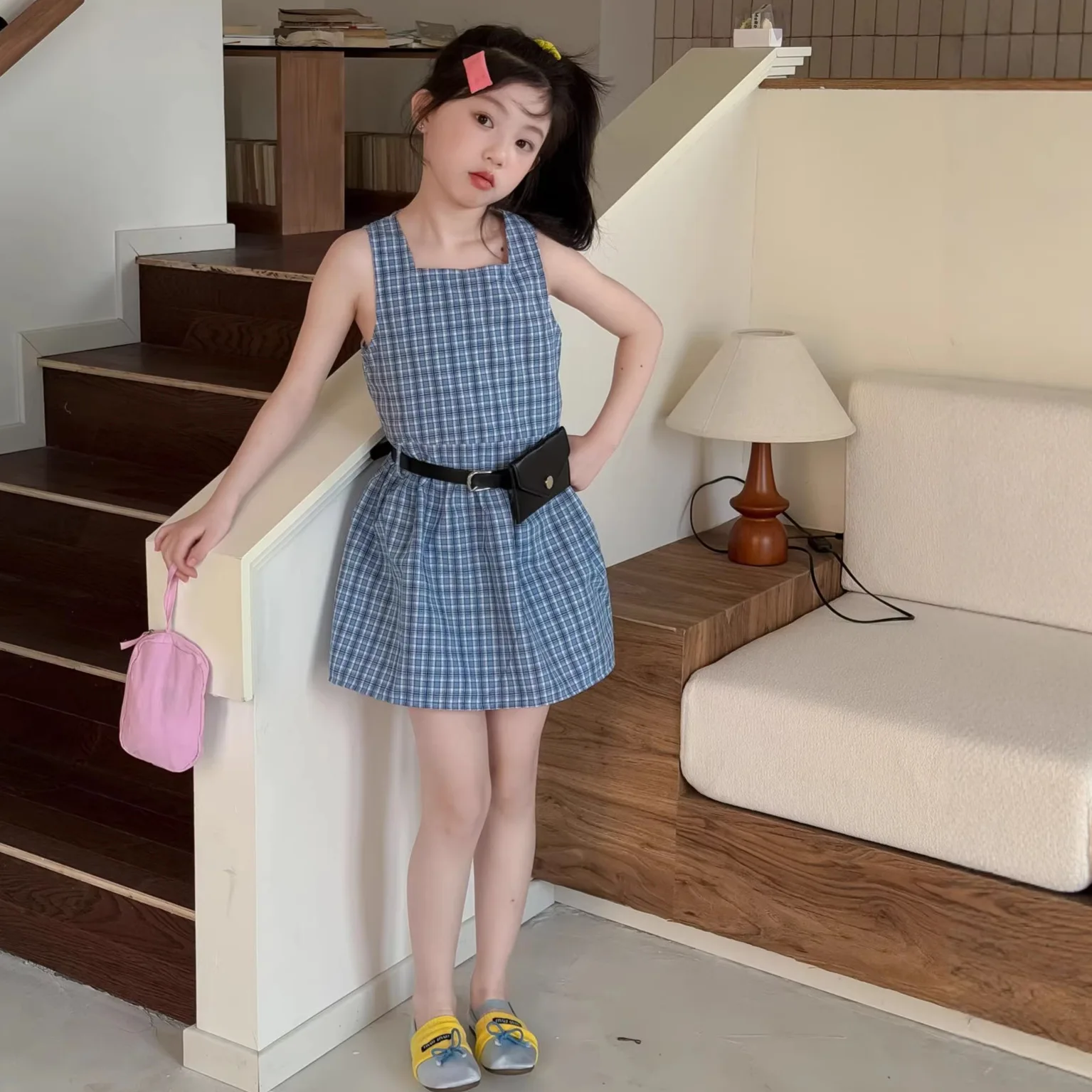 Girl's Blue Checkered Sleeveless Dress 2026 Summer Children's Korean Style Vest Dress Fashion and Cute Skirt
Girl's Blue Checkered Sleeveless Dress 2026 Summer Children's Korean Style Vest Dress Fashion and Cute Skirt