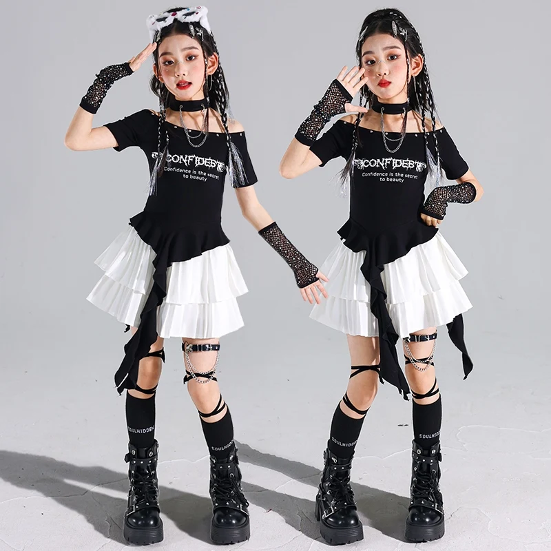 Jazz Dance Clothes Girls Kpop Stage Outfit Black Off Shoulder Tops White Skirt Set Kids Runways Show Costume Jazz Outfit AMY1990
Jazz Dance Clothes Girls Kpop Stage Outfit Black Off Shoulder Tops White Skirt Set Kids Runways Show Costume Jazz Outfit AMY1990