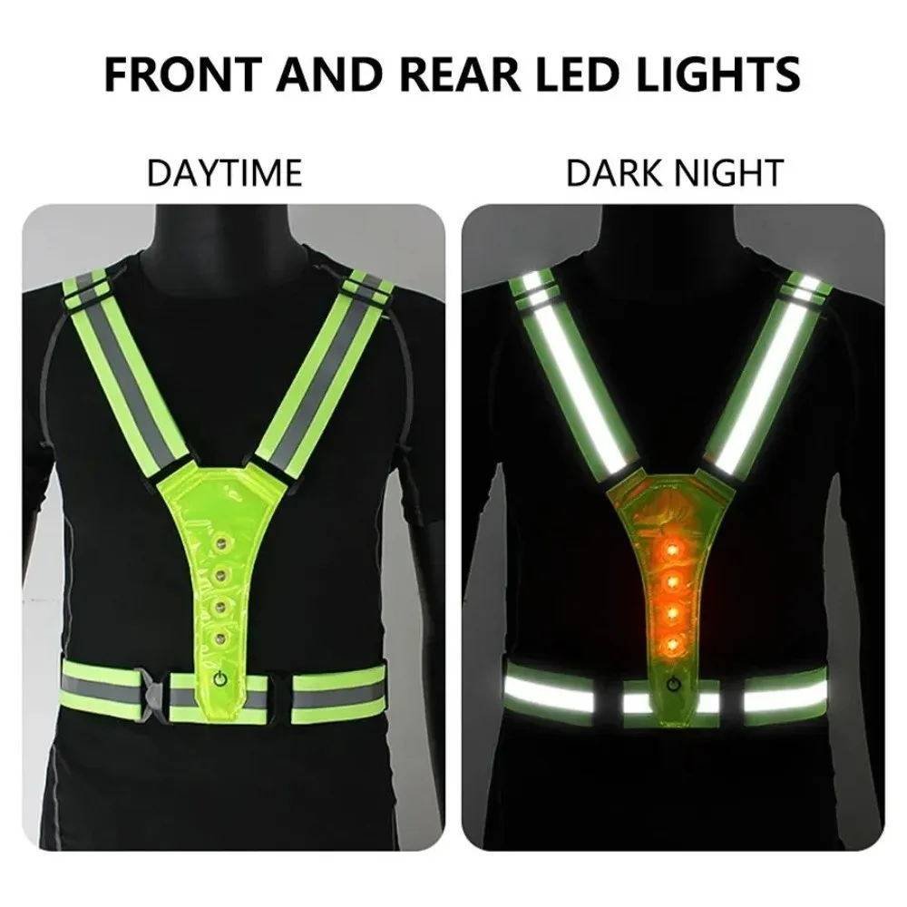 High Visibility Cycling Vests Adjustable Elastic LED Running Light Flashing 3 Light Modes Night Warning Vest
High Visibility Cycling Vests Adjustable Elastic LED Running Light Flashing 3 Light Modes Night Warning Vest