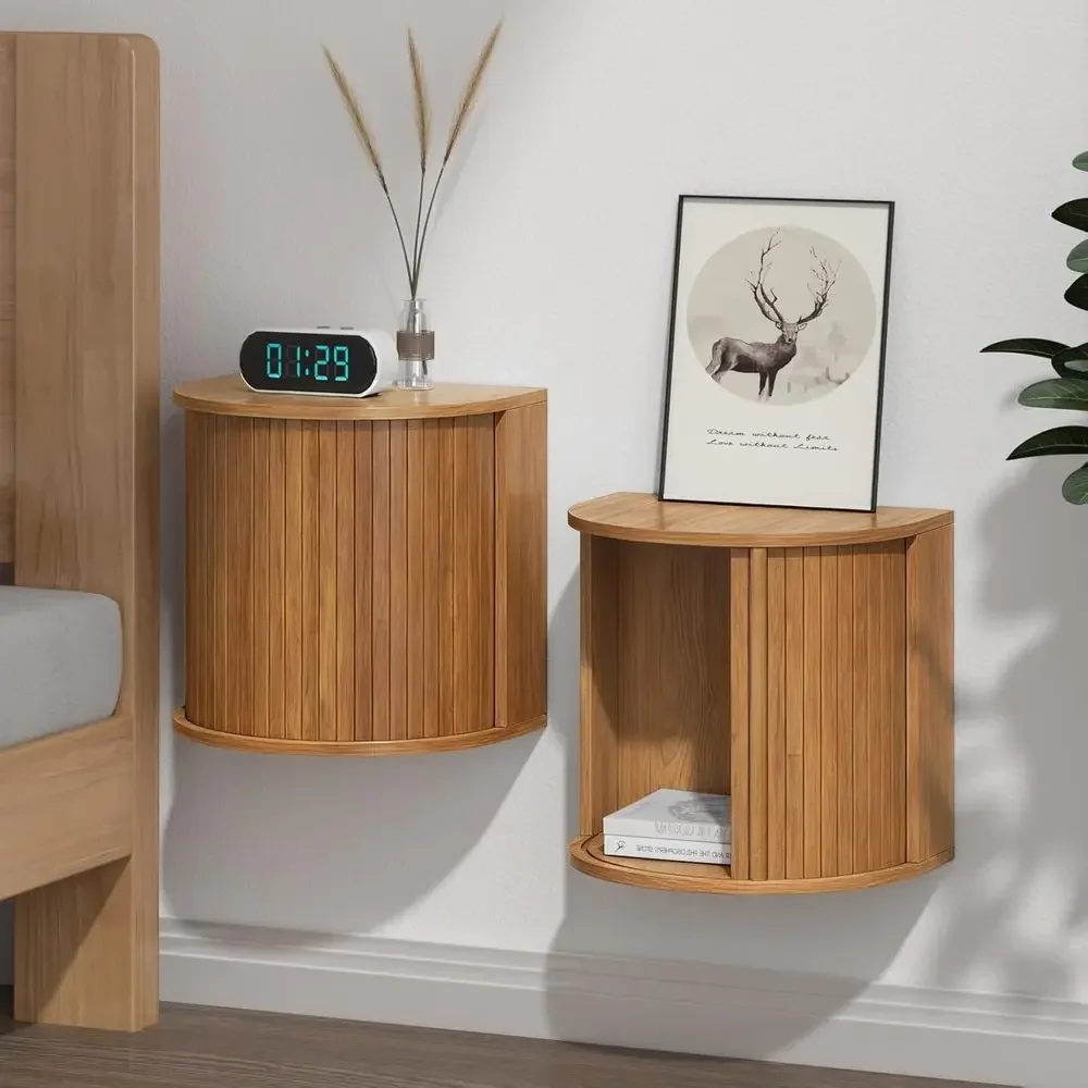 Pair of Wooden Wall-Mounted Nightstands with Sliding Doors, Ideal for Small Spaces in Bedrooms and Living Rooms
Pair of Wooden Wall-Mounted Nightstands with Sliding Doors, Ideal for Small Spaces in Bedrooms and Living Rooms