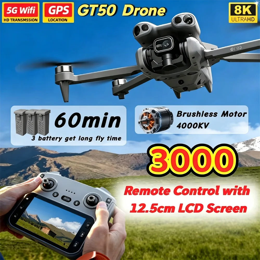 2026 NEW GT50 PRO Drone 8K Professional HD Dual Camera Brushless Quadcopter Aerial Screen Remote Control Aircraft Portable Drone
2026 NEW GT50 PRO Drone 8K Professional HD Dual Camera Brushless Quadcopter Aerial Screen Remote Control Aircraft Portable Drone