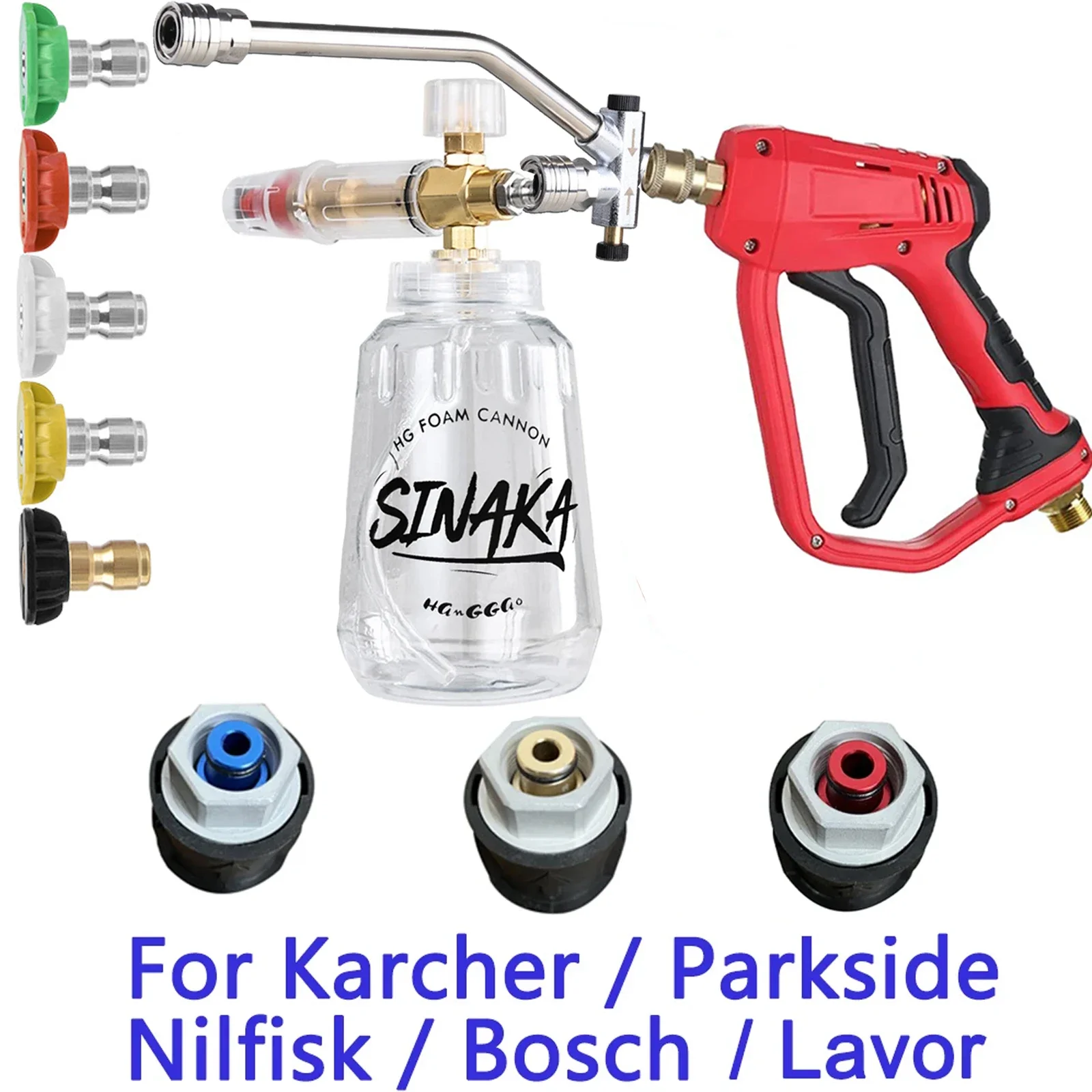 Car Washer Water Gun Cleaning Foam Generator Snow Foam Lance 1/4" Quick Release Nozzles For Parkside Karcher Daewoo Lavor
Car Washer Water Gun Cleaning Foam Generator Snow Foam Lance 1/4" Quick Release Nozzles For Parkside Karcher Daewoo Lavor