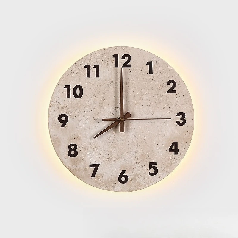 Yellow travertine Japanese cream creative watch wall lamp Chinese retro silent wind living room background wall lamp decorative
Yellow travertine Japanese cream creative watch wall lamp Chinese retro silent wind living room background wall lamp decorative
