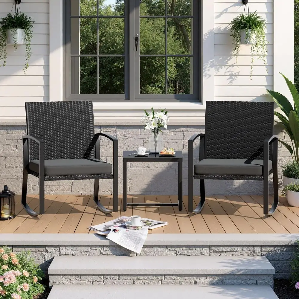 All-Weather Outdoor Patio Set with Wicker Chairs and Glass Table
All-Weather Outdoor Patio Set with Wicker Chairs and Glass Table