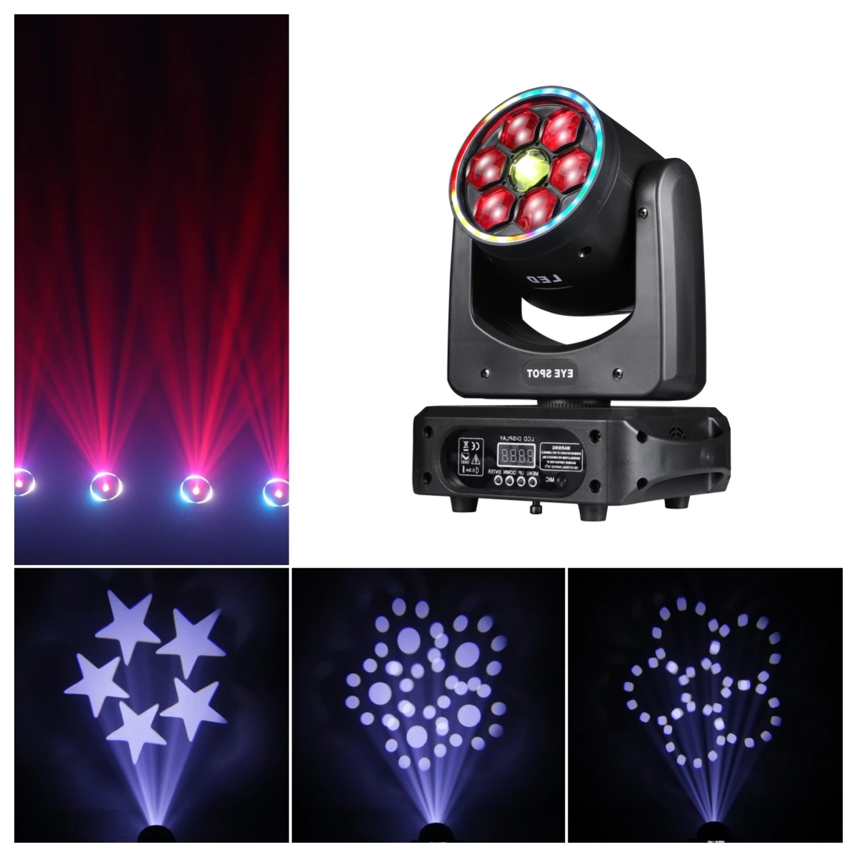 150 Вт пчелиный глаз гобо движущиеся головные фонари 6X12W RGBW сценические светильники DMX512 DJ огни для диско-вечеринки, клуба, бара, шоу
150 Вт пчелиный глаз гобо движущиеся головные фонари 6X12W RGBW сценические светильники DMX512 DJ огни для диско-вечеринки, клуба, бара, шоу