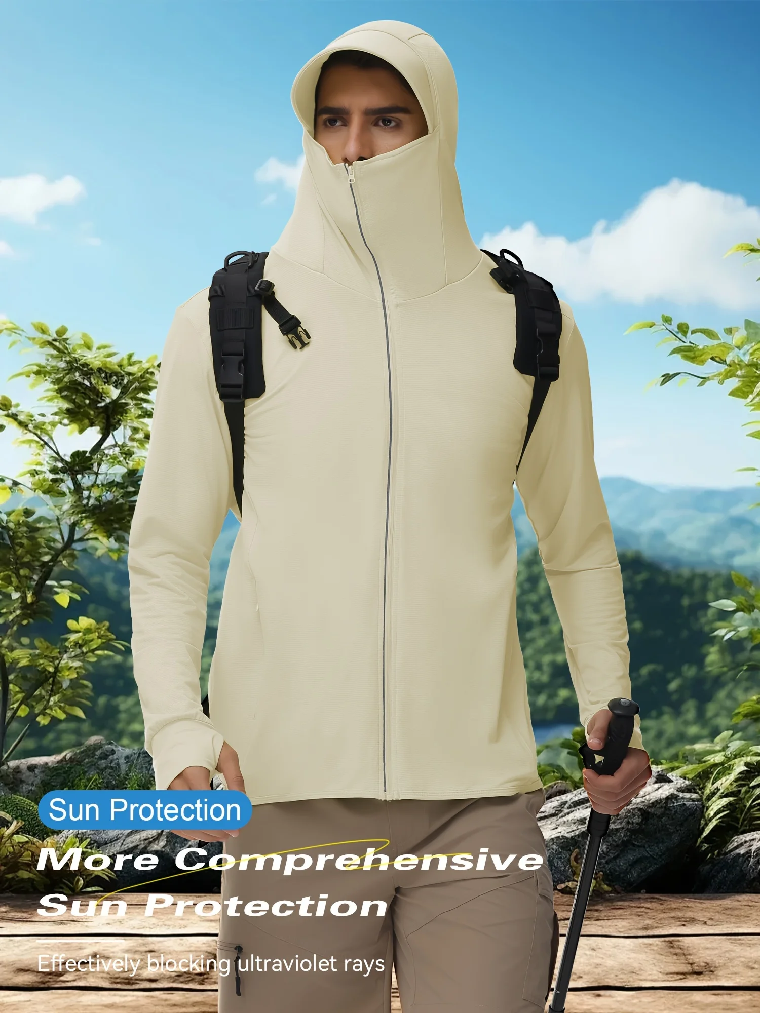 Long Sleeve Men's Solid Color Zip Up Hooded Sun Protection Slim Fit Coat for Outdoors & Sports
Long Sleeve Men's Solid Color Zip Up Hooded Sun Protection Slim Fit Coat for Outdoors & Sports
