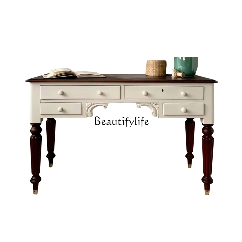 French retro desk simple European American luxury pastoral solid wood writing computer desk
French retro desk simple European American luxury pastoral solid wood writing computer desk