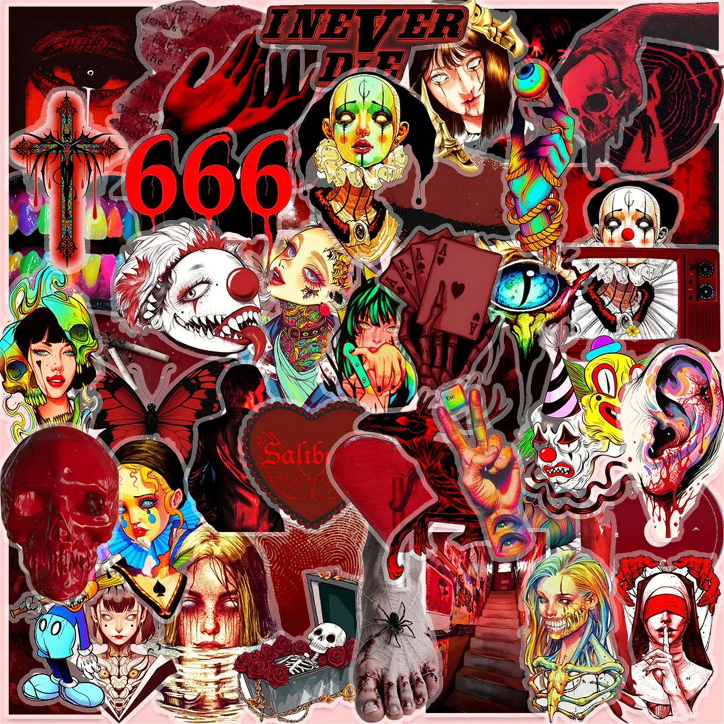10/50PCS Red Gothic Horror Punk Transparent Stickers Graffiti Halloween Decals DIY Phone Laptop Skateboard Motorcycle Suitcase
10/50PCS Red Gothic Horror Punk Transparent Stickers Graffiti Halloween Decals DIY Phone Laptop Skateboard Motorcycle Suitcase