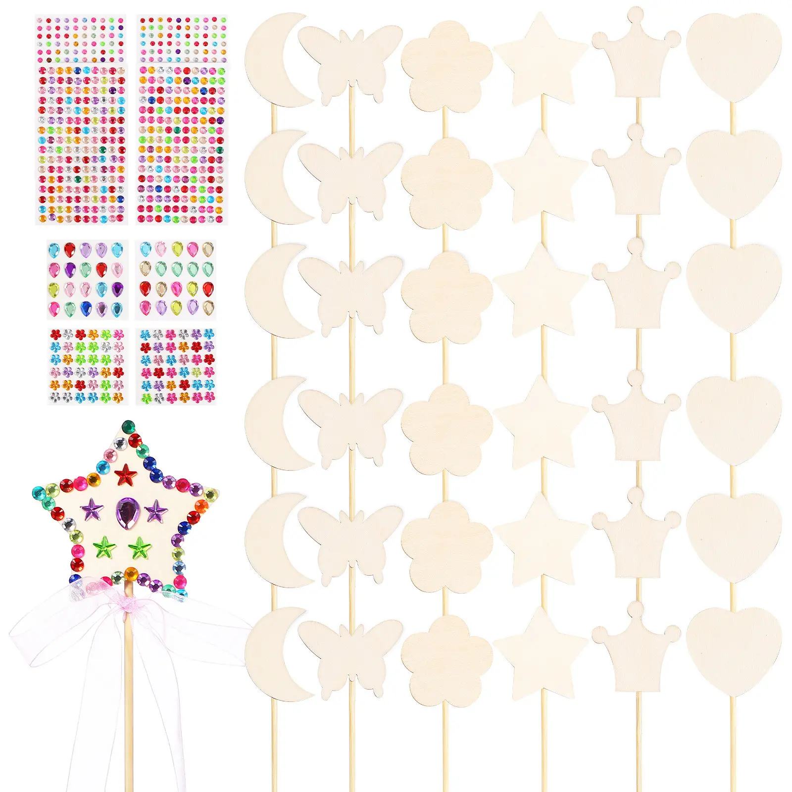 1Set Wood Princess Wands Blank Unfinished Painting Crafts Butterfly Crown Flower Shape Rhinestone Stickers Party Favors
1Set Wood Princess Wands Blank Unfinished Painting Crafts Butterfly Crown Flower Shape Rhinestone Stickers Party Favors