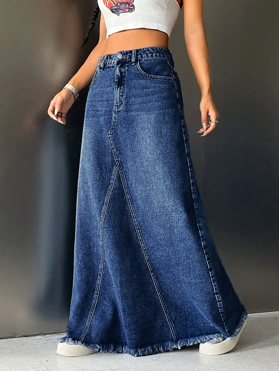High Waist Frayed Hem Denim Skirt For Women
High Waist Frayed Hem Denim Skirt For Women